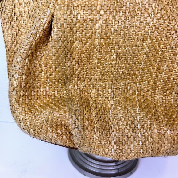J.Crew Brompton Woven Straw Leather Hobo Shoulder Bag Brown Tan Gold Purse Boho - Picture 15 of 16